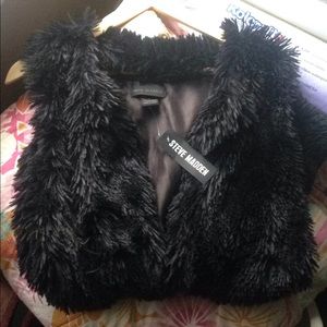 Steve Madden Black Faux Fur Vest